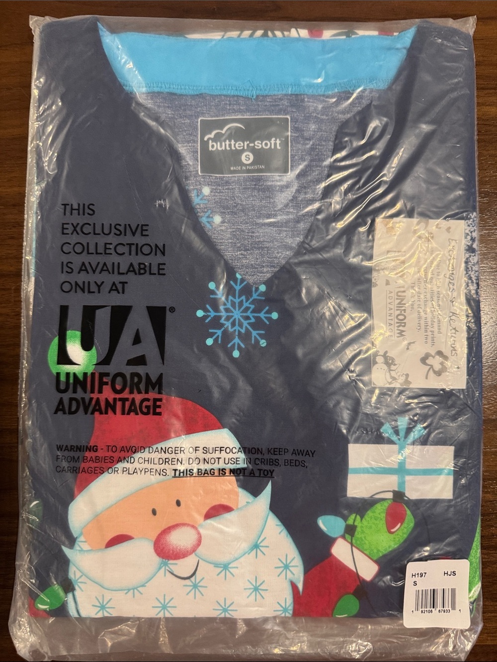 Butter Soft Navy Blue Santa Scrub Top